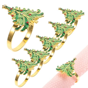 Gymnture christmas 6pcs Xmas Tree Design Napkin Holders Napkin Rings Napkin Buckles Home Decor