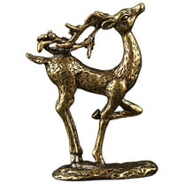 Gymnture christmas Brass Elk Figurine Retro Deer Statue Vintage Sculpture Decoration