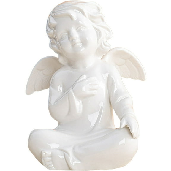Gymnture christmas Ceramic Angel Statue Cupid Figurine Home Decoration Gift White