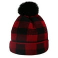 thumbnail image 1 of Gymnture christmas Christmas Red Plaid Woolen Ear Protection Beanie Cap for Kids, 1 of 10