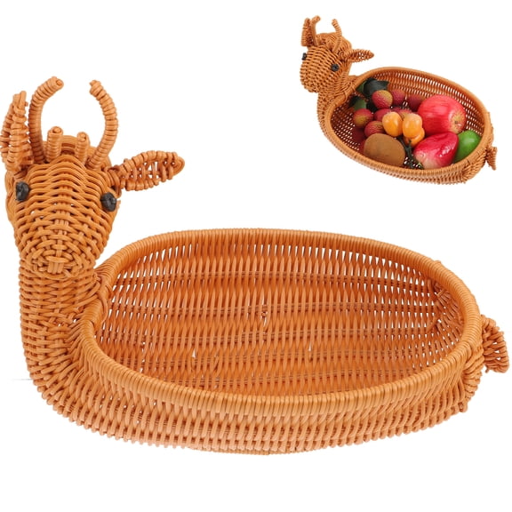 Gymnture christmas Christmas Reindeer Wicker Fruit Basket - Decorative Kitchen Organizer