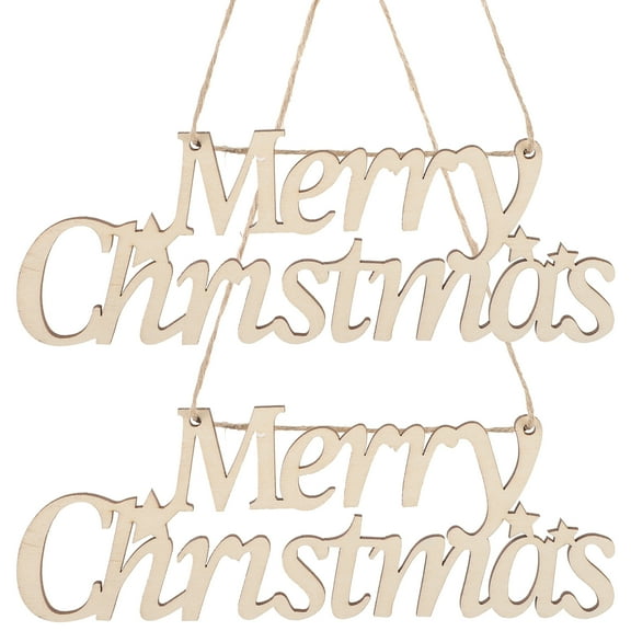 Gymnture christmas Merry Christmas Wooden Cutout Signs - Rustic Wall Plaque (2pcs)