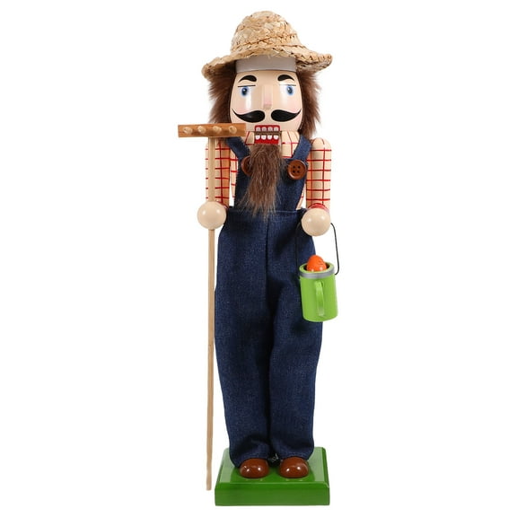 Gymnture christmas Traditional Wooden Nutcracker Hand Painted Christmas Decor Classic Nutcracker with Straw Hat