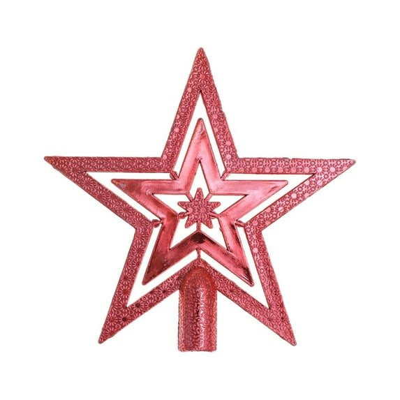 FRCOLOR 20cm Christmas Tree Star Topper Happy Holiday Decoration (Red)