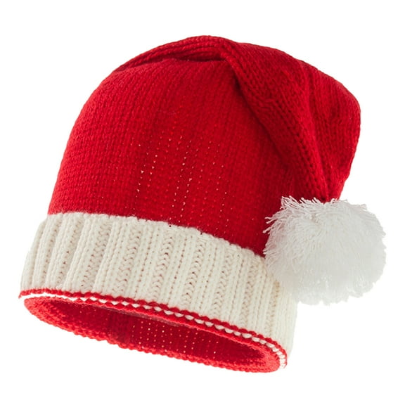Gymnture winter Christmas Santa Hat Knitted Pom Pom Cap Winter Beanie (Red)
