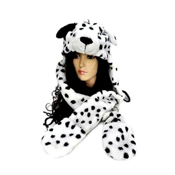 Gymnture winter Multifunctional Cartoon Animal Dalmation Dog Plush Warm Hat by Generic