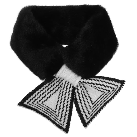 Gymnture winter Practical Plush Cross Neck Wrap Warm Winter Scarf for (Black)