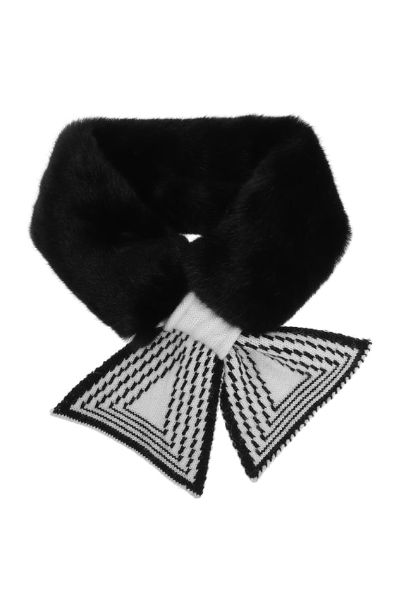 winter Practical Plush Cross Neck Wrap Warm Winter Scarf for (Black)