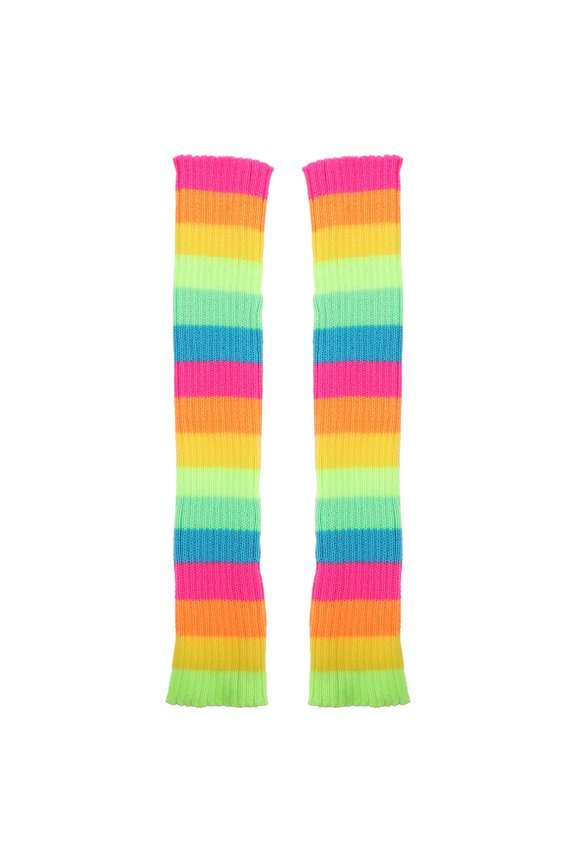 winter Rainbow Leg Warmers for Women - Knit Long Socks for Party, Sports & Yoga