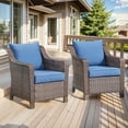 thumbnail image 1 of Gymojoy 2-Piece Outdoor PE Wicker Patio Lounge Chairs Porch Outdoor Club Chairs with High Back and Deep Seating, Blue, 1 of 7