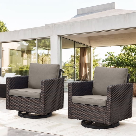Al Rcker Gymojoy 2-Piece Outdoor Wicker Patio Chairs, Swivel Rocker Glider ...