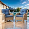 thumbnail image 1 of Gymojoy 2-Piece Patio Furniture Chair,Outdoor PE Wicker Lounge Chair with Cushion,Navy, 1 of 5
