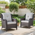 thumbnail image 1 of Gymojoy 2-Piece Patio Furniture Chair,Outdoor PE Wicker Lounge Chair with Deep Seating,Beige Cushion, 1 of 6