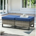 thumbnail image 1 of Gymojoy 2 Pieces Outdoor Ottoman, Patio All Weather Rattan Wicker Footstool Footrest Seat with Removable Cushion,Blue, 1 of 6