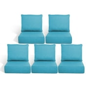 Gymojoy 22 in. x 24 in. x 6 in.Deep Seat Cushion Set, Olefin 10-Piece Deep Seating Outdoor Replacement Lounge Chair loveseat Sofa Cushion in Turquoise