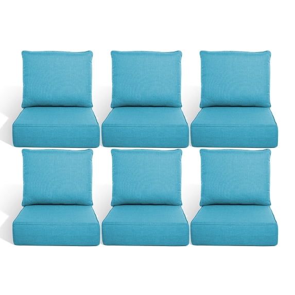 Gymojoy 22 in. x 24 in. x 6 in.Deep Seat Cushion Set, Olefin 12-Piece Deep Seating Outdoor Replacement Lounge Chair loveseat Sofa Cushion in Turquoise