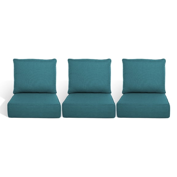Gymojoy 22 in. x 24 in. x 6 in.Deep Seat Cushion Set, Olefin 6-Piece Deep Seating Outdoor Replacement Lounge Chair loveseat Sofa Cushion in Turquoise