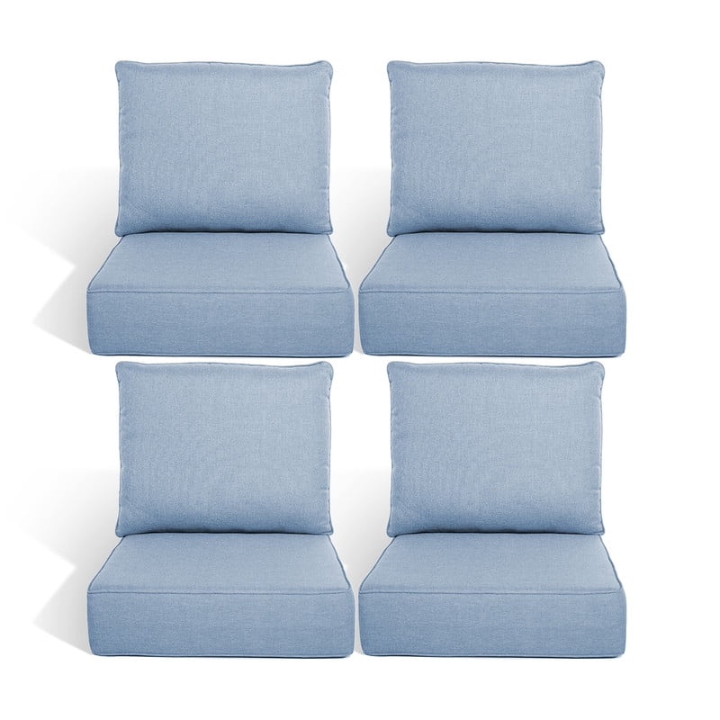 Gymojoy 22 in. x 24 in. x 6 in.Deep Seat Cushion Set, Olefin 8-Piece Deep Seating Outdoor Replacement Lounge Chair loveseat Sofa Cushion in Turquoise