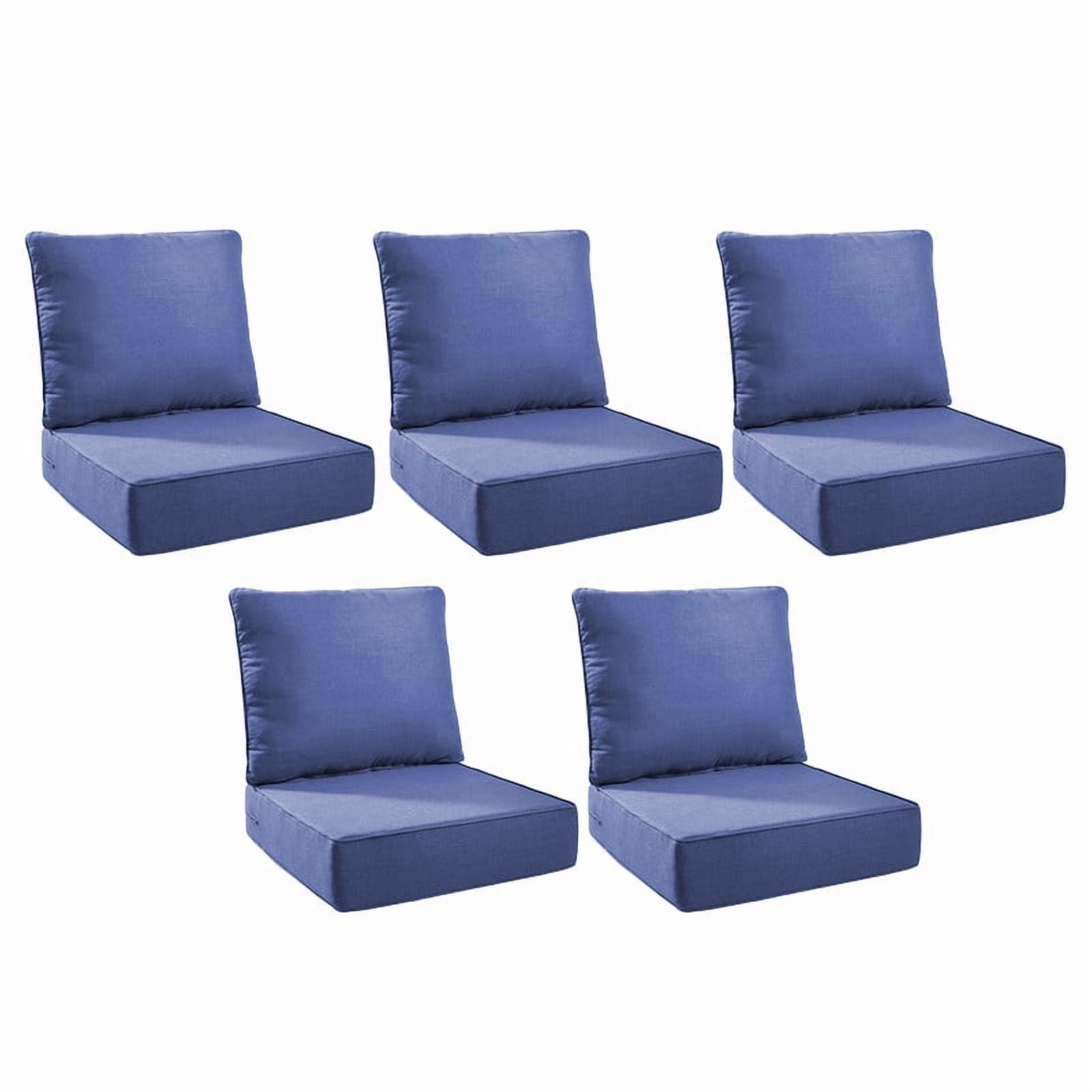 Gymojoy 24 in. x 24 in. x 6 in.Deep Seat Cushion Set, Olefin 10-Piece Deep Seating Outdoor Replacement Lounge Chair loveseat Sofa Cushion in Blue