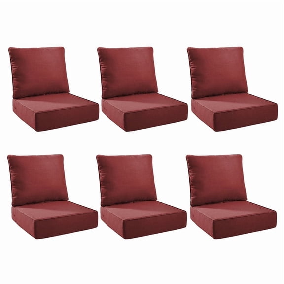 Gymojoy 24 in. x 24 in. x 6 in.Deep Seat Cushion Set, Olefin 12-Piece Deep Seating Outdoor Replacement Lounge Chair loveseat Sofa Cushion in Red