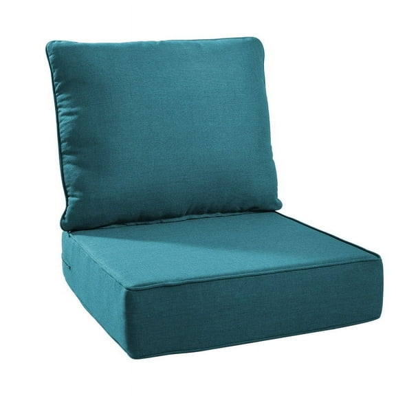 Gymojoy 24 in. x 24 in. x 6 in.Deep Seat Cushion Set, Olefin 2-Piece Deep Seating Outdoor Replacement Lounge Chair loveseat Sofa Cushion in Peacock Blue
