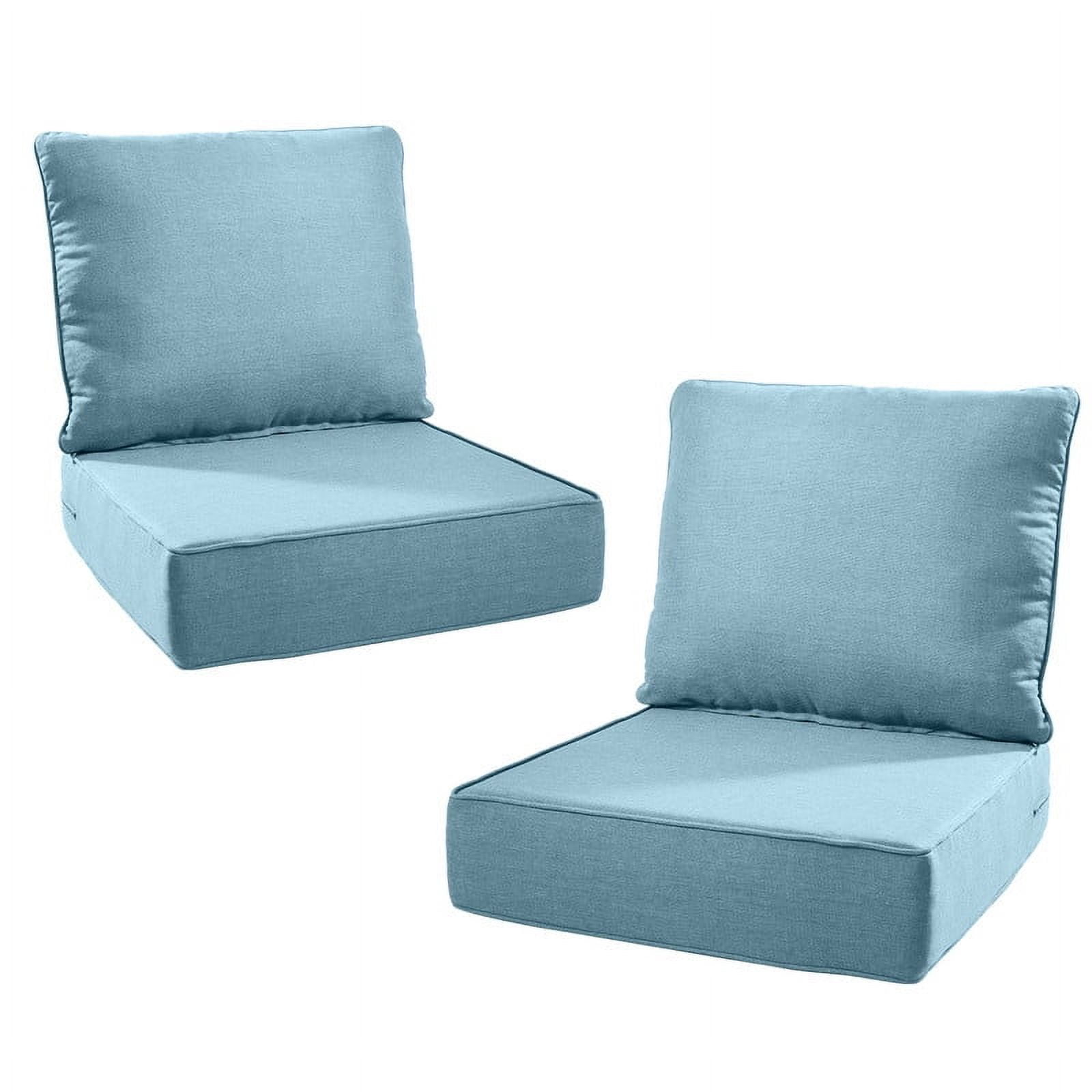 Gymojoy 24 in. x 24 in. x 6 in.Deep Seat Cushion Set, Olefin 4-Piece Deep Seating Outdoor Replacement Lounge Chair loveseat Sofa Cushion in Babyblue