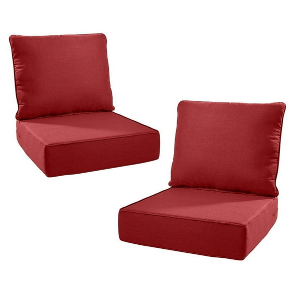 Gymojoy 24 in. x 24 in. x 6 in.Deep Seat Cushion Set, Olefin 4-Piece Deep Seating Outdoor Replacement Lounge Chair loveseat Sofa Cushion in Red