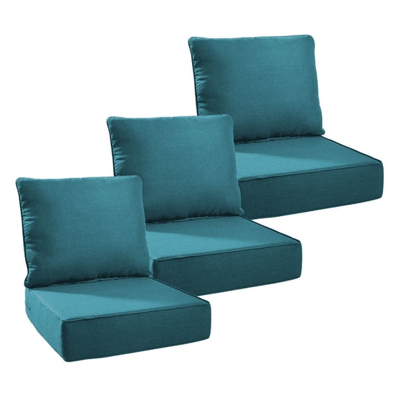 Gymojoy 24 in. x 24 in. x 6 in.Deep Seat Cushion Set, Olefin 6-Piece Deep Seating Outdoor Replacement Lounge Chair loveseat Sofa Cushion in Turquoise