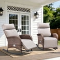 thumbnail image 1 of Gymojoy 2pcs Wicker Outdoor Lounge Chair Patio Zero Gravity Rocking Recliner Chair with Adjustable Backrest & Footrest for Pool Deck, 1 of 9
