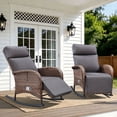 thumbnail image 1 of Gymojoy 2pcs Wicker Outdoor Lounge Chair Patio Zero Gravity Rocking Recliner Chair with Adjustable Backrest & Footrest for Pool Deck, 1 of 9