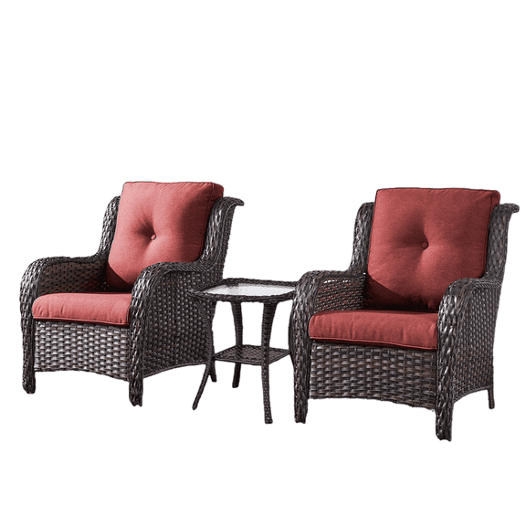 Gymojoy 3 Piece Patio Conversation Bistro Set Outdoor Chat Furniture, Porch Balcony Furniture Set,Wicker Lounge Chairs with Side Table Set,Navy