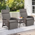 thumbnail image 1 of Gymojoy 3-Piece Patio Rattan Chaise Lounge Chair Set Outdoor Wicker Chaise Recliner with Side table, Adjustable Backrest and Cushion, 1 of 11