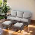 thumbnail image 1 of Gymojoy 3 Pieces Outdoor Patio Sectional Sofa Set, All-Weather Wicker Rattan Couch Outdoor Conversation Set with Ottoman, Gray, 1 of 15