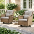 thumbnail image 1 of Gymojoy 3 Pieces Outdoor Wicker Swivel Rocker Patio Set,Patio Conversation Set, Swivel Rocking Chairs Set with Side Table( Yellow Wicker/Beige Cushion), 1 of 8