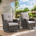 thumbnail image 1 of Gymojoy 3 Pieces Outdoor Wicker Swivel Rocker Patio Set,Patio Conversation Set, Swivel Rocking Chairs Set with Side Table( Brown Wicker/Gray Cushion), 1 of 12