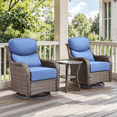 thumbnail image 1 of Gymojoy 3 Pieces Patio Furniture Set, Outdoor Swivel Glider Rocker, Wicker Patio Bistro Set with Rocking Chair, 6-inch Thick Cushions and Side Table for Porch, 1 of 10