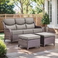 thumbnail image 1 of Gymojoy 3-Seat Patio Wicker Sofa Outdoor Rattan Couch Furniture Steel Frame with 6 in. Cushions and Ottoman for Porch Deck Garden, 1 of 11