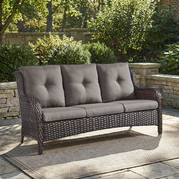 Gymojoy 3-Seater Outdoor Wicker Sofa, Rattan Deep Seat Patio Couch with Removable Cushions for Balcony, Deck & Backyard