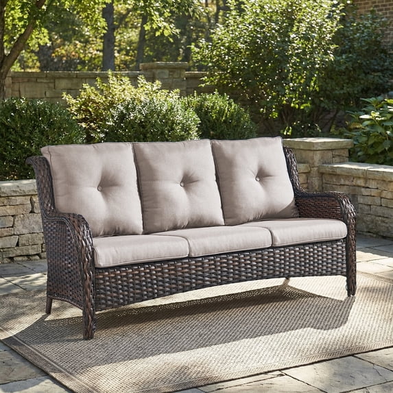 Gymojoy 3-Seater Outdoor Wicker Sofa, Rattan Deep Seat Patio Couch with Removable Cushions for Balcony, Deck & Backyard
