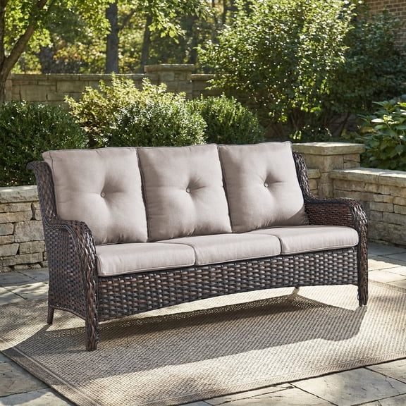 Gymojoy 3-Seater Outdoor Wicker Sofa, Rattan Deep Seat Patio Couch with Removable Cushions for Balcony, Deck & Backyard