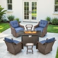 thumbnail image 1 of Gymojoy 4-Person Wicker Rattan Outdoor Seating Group with 43inch Fire Pit Table and Cushions, 4 Swivel Rocking Chairs and 2 Side Tables, Deep Seat and High Chair Back, 1 of 11