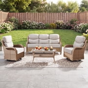Gymojoy 4-Piece High Back Wicker Patio Outdoor Furniture Set with Sofa, Swivel Chairs, Coffee Table &amp; 6" Cushions deal from Walmart