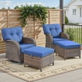 thumbnail image 1 of Gymojoy 4-Piece Outdoor Wicker Swivel Glider Chair Set, Patio Rocking Lounge Chair Set with Matching Ottomans, Patio Bistro Set with 5 in. Thick Olefin Cushion for Porch, 1 of 8