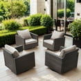 thumbnail image 1 of Gymojoy 4 Pieces Outdoor 360° Swivel Rocker Patio Chairs, Patio Swivel Rocking Glider Chairs Set of 4, PE Wicker Swivel Rocking Furniture Set, Brown Beige, 1 of 9