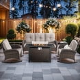 thumbnail image 1 of Gymojoy 5-Piece Brown Wicker Patio Furniture Set with Fire Pit Table, All Weather Patio Conversation Set Outdoor Sofa with Rocking Chair & Side Table, Beige, 1 of 1