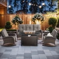 thumbnail image 1 of Gymojoy 5-Piece Brown Wicker Patio Furniture Set with Fire Pit Table, All Weather Patio Conversation Set Outdoor Sofa with Rocking Chair & Side Table, Gray, 1 of 10