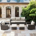 thumbnail image 1 of Gymojoy 5-Piece High Back Outdoor Furniture Set, Patio Swivel Rocking Chairs with Ottomans, Deep Seating PE Wicker Conversation Set for Yard, Deck, Poolside, 1 of 12