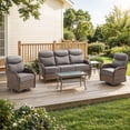 thumbnail image 1 of Gymojoy 5 Piece Patio Furniture Set High Back Outdoor Conversation Set with Sofa, Swivel Rocker Chairs, Side Table, Center Table and 6-inch Cushions, 1 of 14