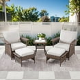 thumbnail image 1 of Gymojoy 5 Piece Patio Furniture Set, Outdoor Patio Conversation Rattan Chair with Ottomans, Coffee Table for Patio for Balcony Poolside Front Porch Deck, 1 of 18