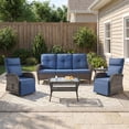 thumbnail image 1 of Gymojoy 5-Piece Patio Furniture Set with Swivel Recliner Chairs, Sofa and Coffee Table, Outdoor Wicker Patio Conversation Set with Adjustable Backrest & Footrest, 1 of 14